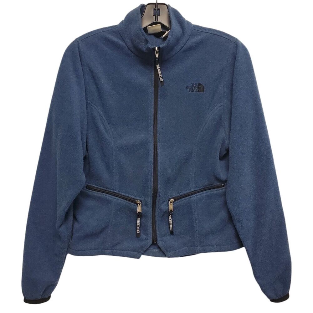 THE NORTH FACE Jacket Womens Medium Petites Blue Fleece Full Zip Pockets Outdoor